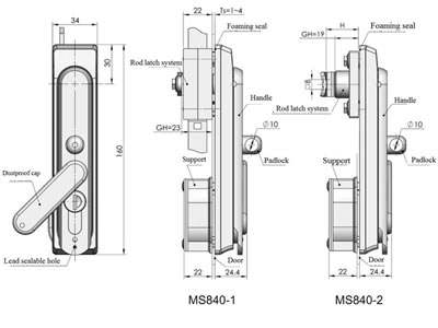 Замок поворотной ручки MS840-4